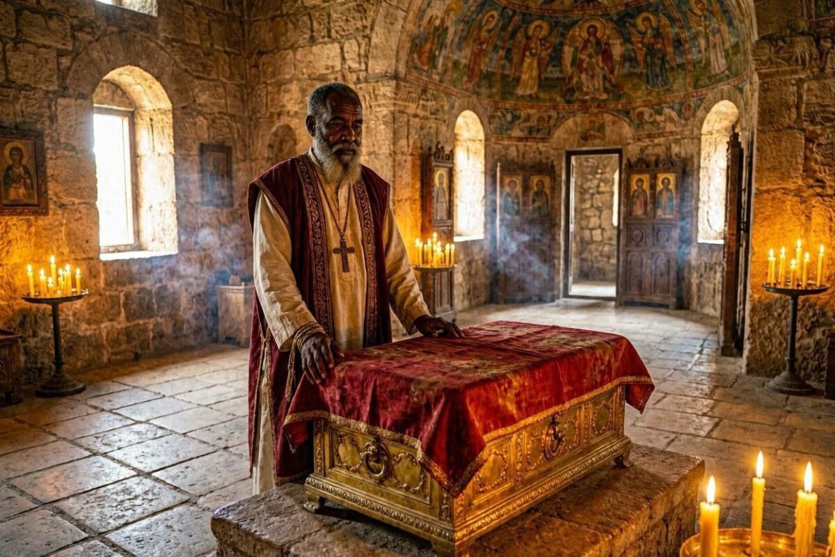 ایتھوپیا اکسوم کا پادری - Chapel of the Tablet جہاں تابوت سکینہ کا دعوی ہے