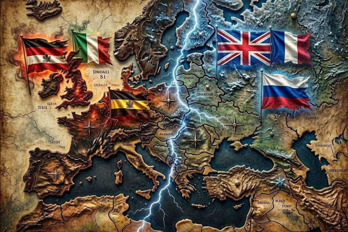 پہلی جنگ عظیم سے پہلے یورپ کا نقشہ - Triple Alliance اور Triple Entente کے 2 اتحاد