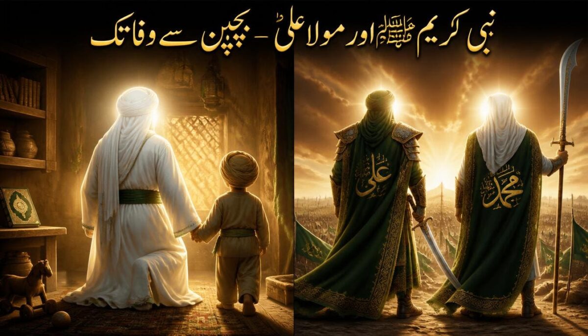 نبی کریم ﷺ اور مولا علیؓ کی بچپن سے وفا تک کی روحانی تصویر